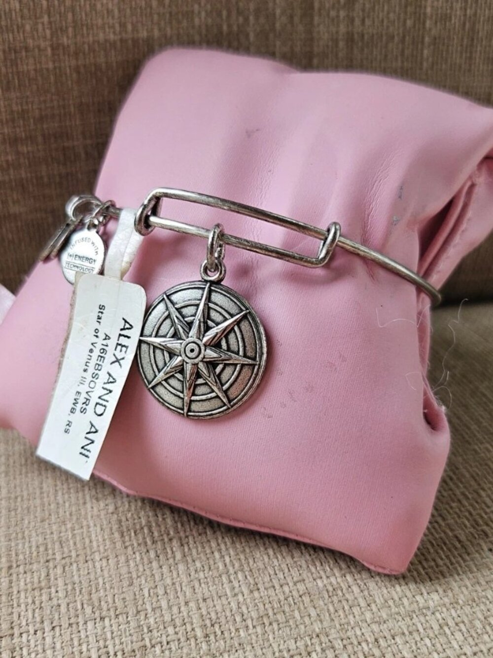Alex And Ani Bracelet Silver Tone Wrist Band STAR OF VENUS LOVE BEAUTY INSPIRE